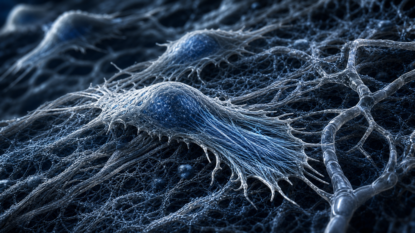 Scientific visualization of actin filaments guiding cell migration through tissue