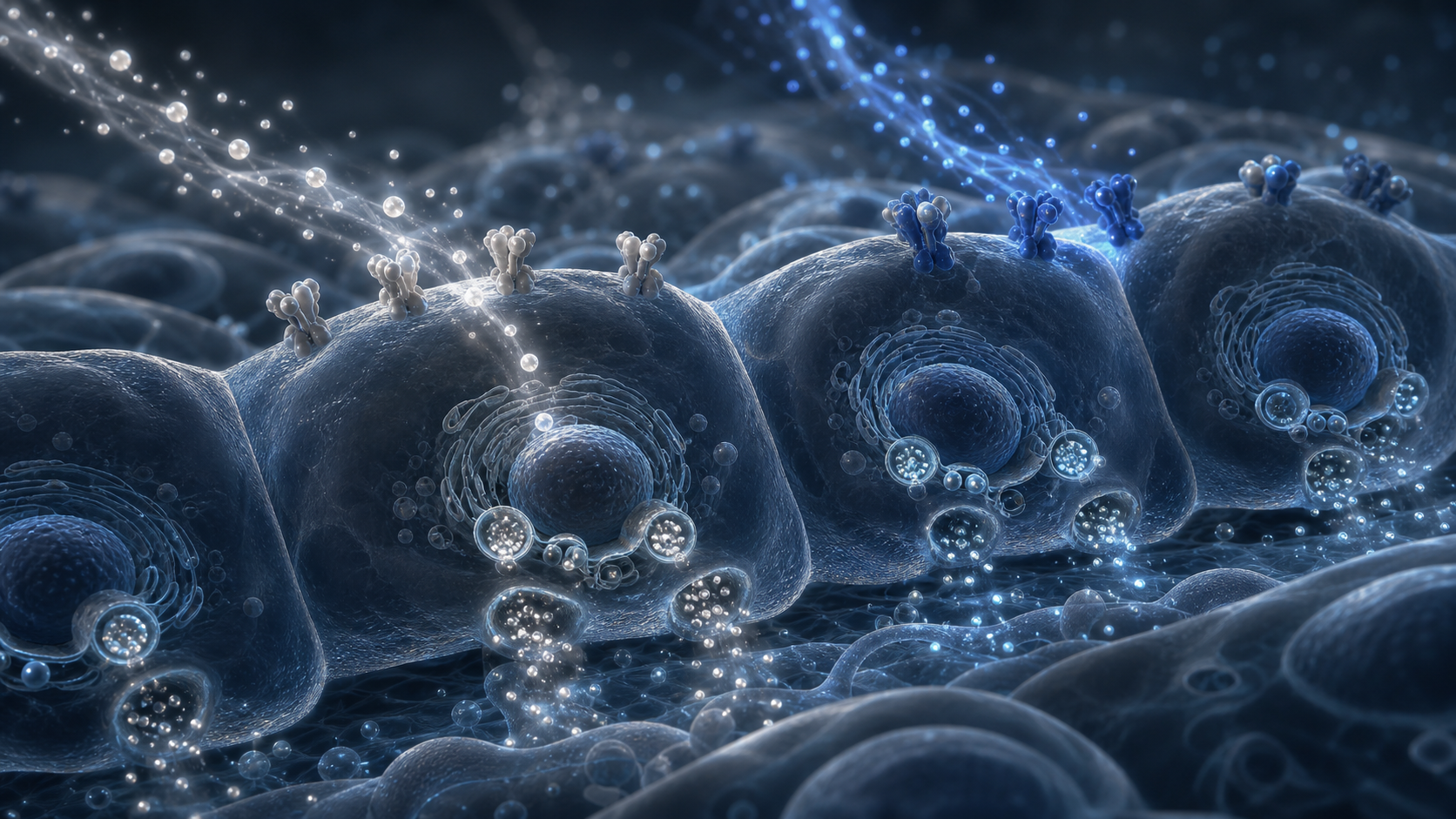 Scientific visualization of two receptor signals converging in pituitary secretory cells