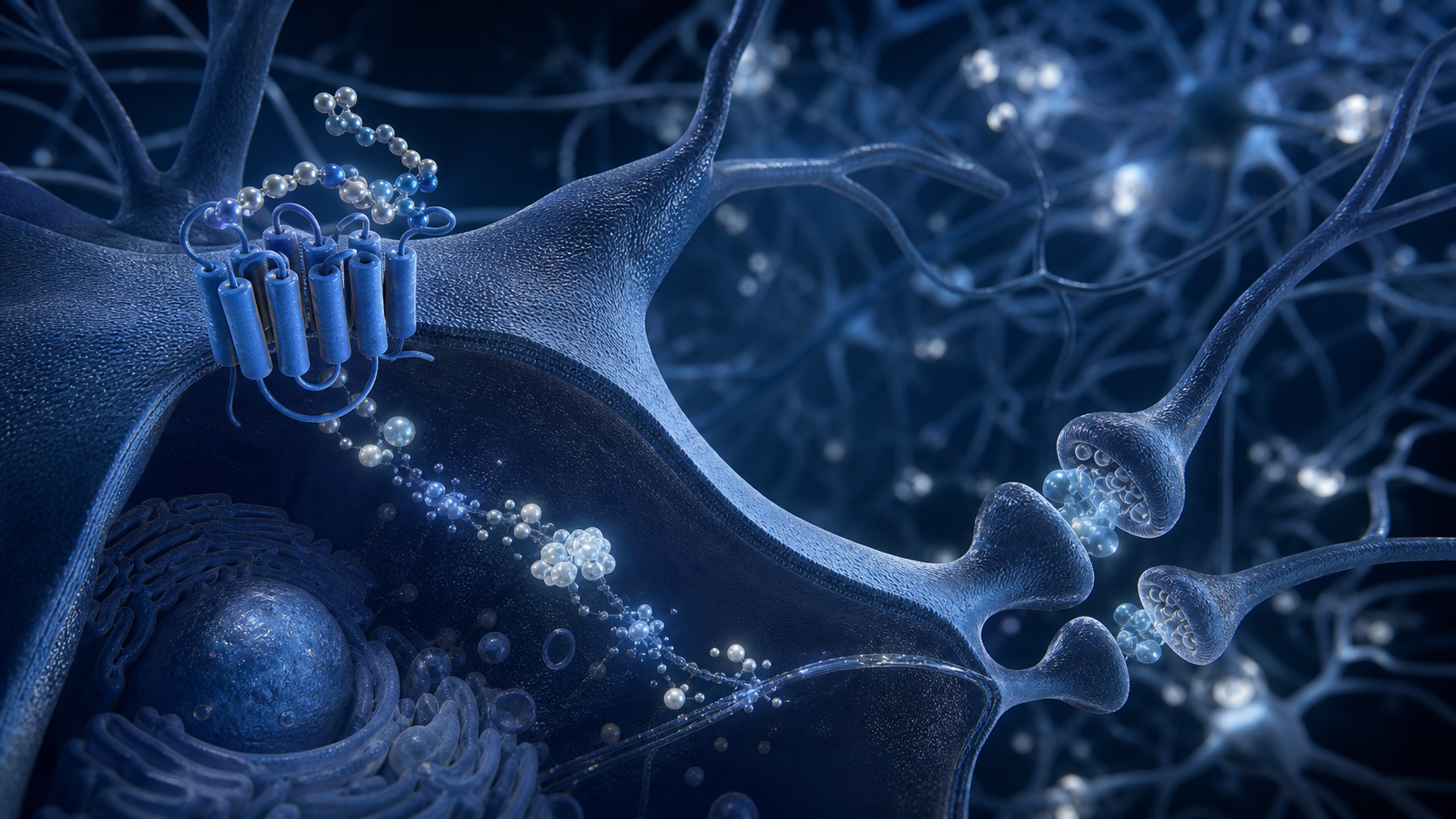 Scientific visualization of melanocortin receptor signalling in a neural network