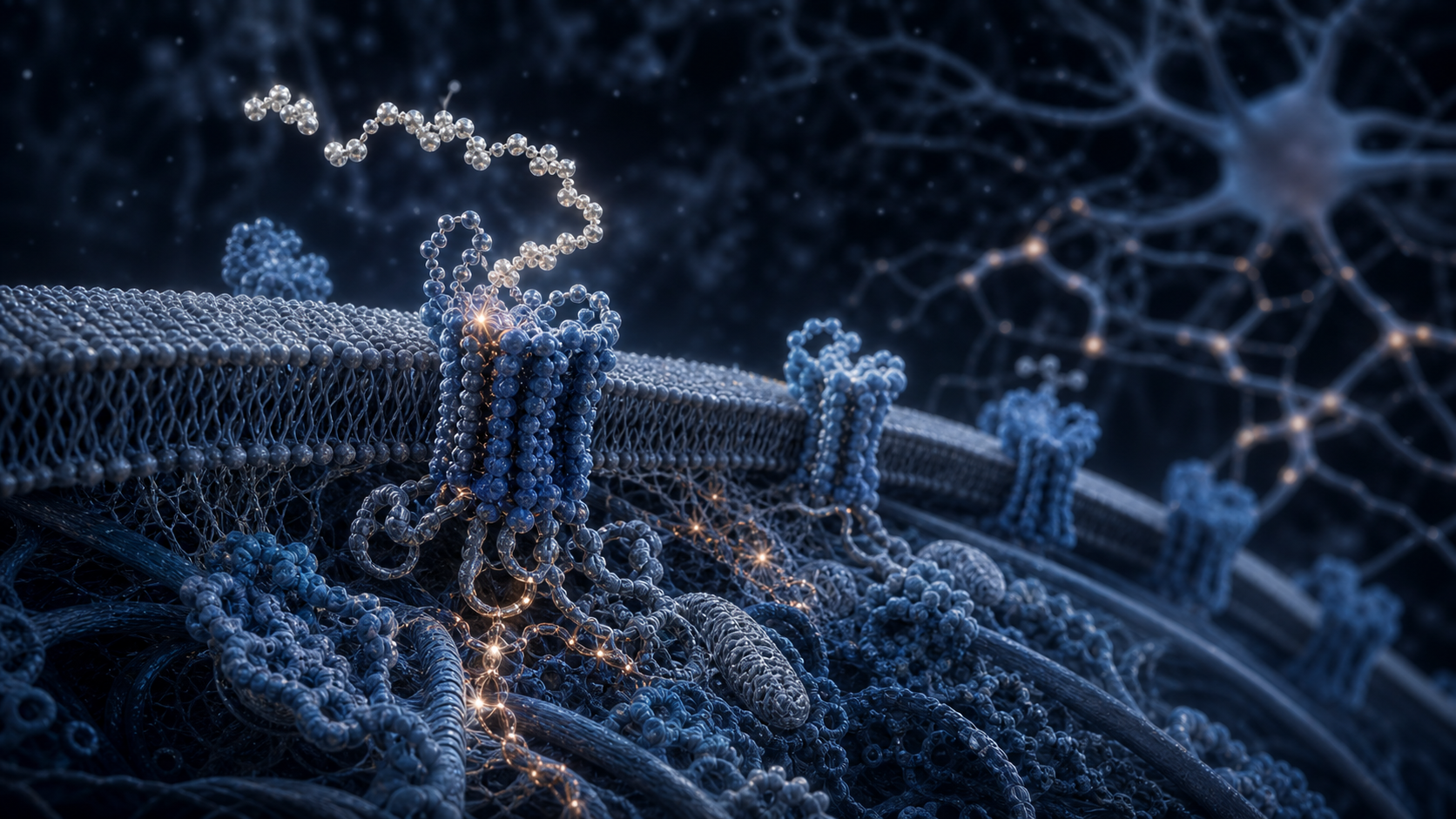 Scientific visualization of melanocortin receptor signalling across a neural membrane
