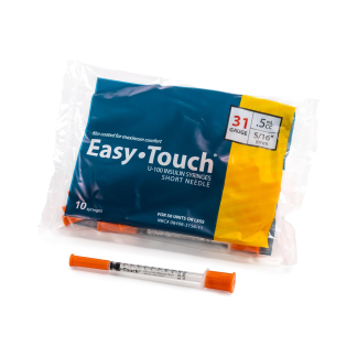 EasyTouch U-100 syringe package, 31G, 0.5mL, 5/16 inch, 10 pack